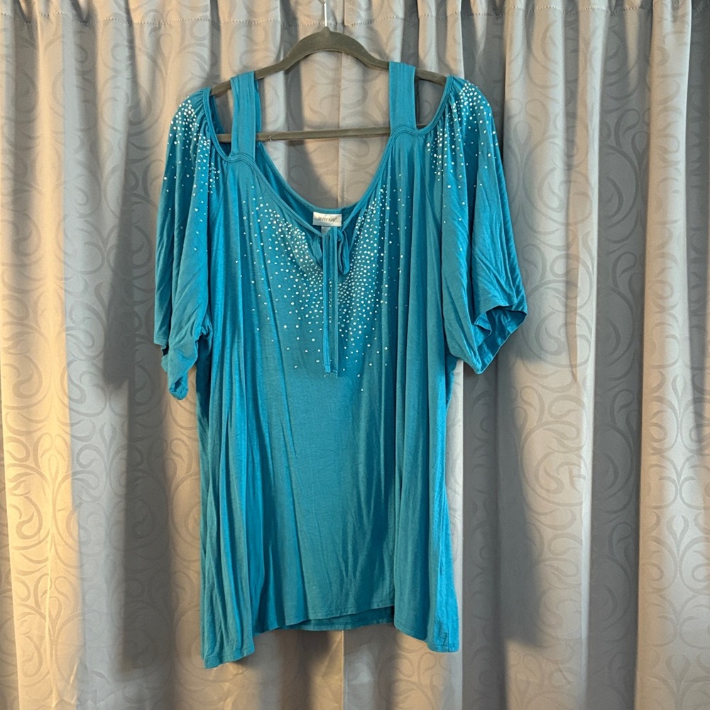 Avenue Teal Embellished Blouse